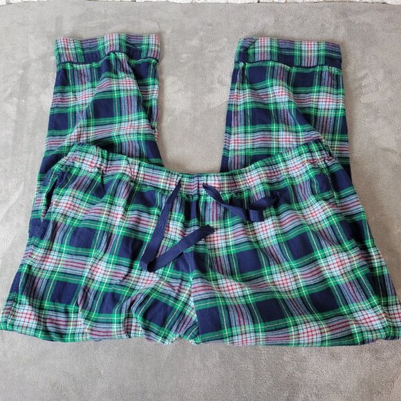 Lands End Womens Pajama Pants 2X Plus Pull On Green Red Plaid Lightweight SL84E - Picture 1 of 9